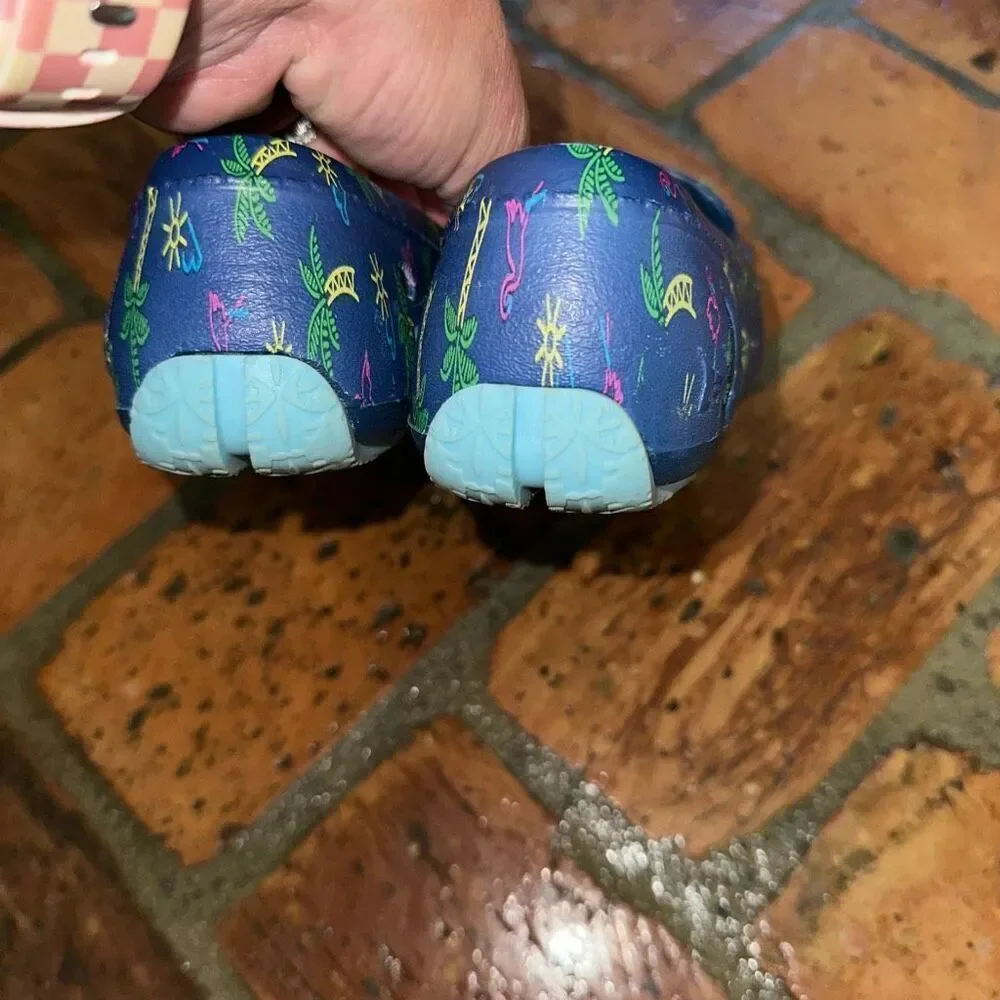 Kids Navy Tropical Print Slip-On Shoes